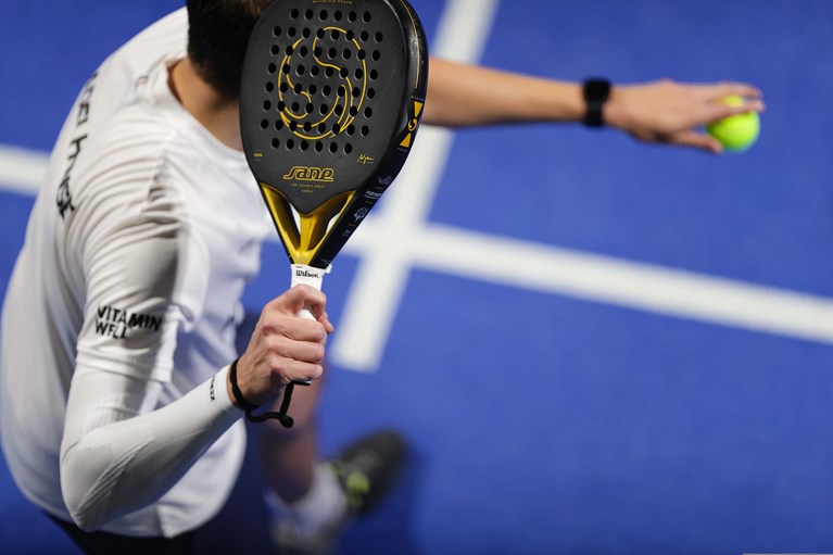 Padel players in action